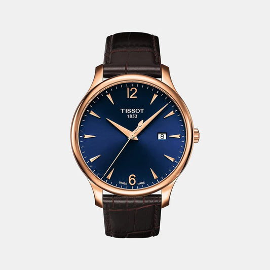 Tissot Tradition Men Quartz Blue Dial Analog Leather Watch T0636103604700