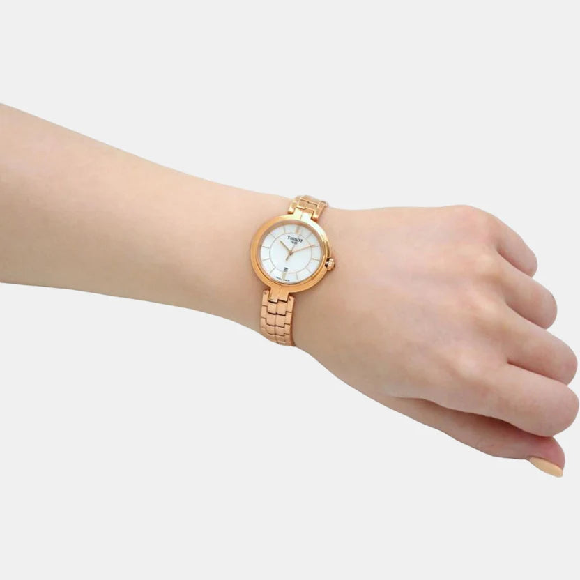 Tissot Flamingo Women Quartz Mother Of Pearl Dial Analog Stainless Steel Watch T0942103311101