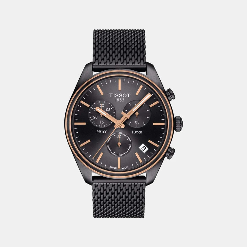 Tissot PR 100 Men Quartz Black Dial Chronograph Stainless Steel Watch T1014172306100