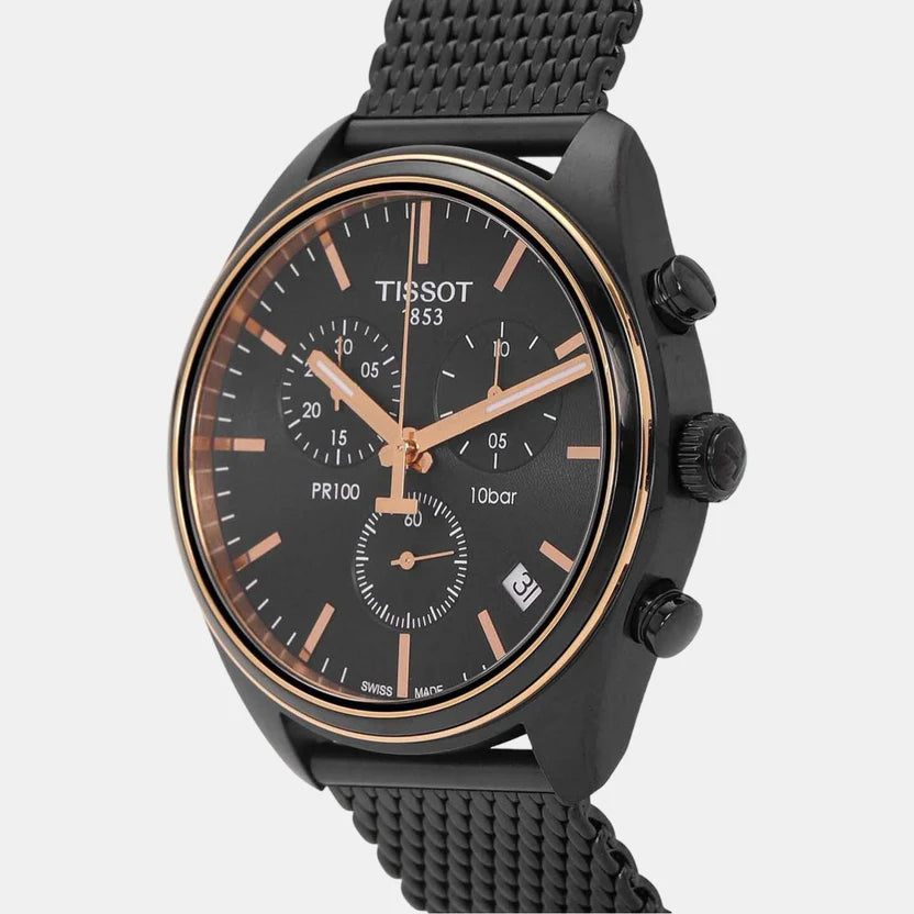 Tissot PR 100 Men Quartz Black Dial Chronograph Stainless Steel Watch T1014172306100