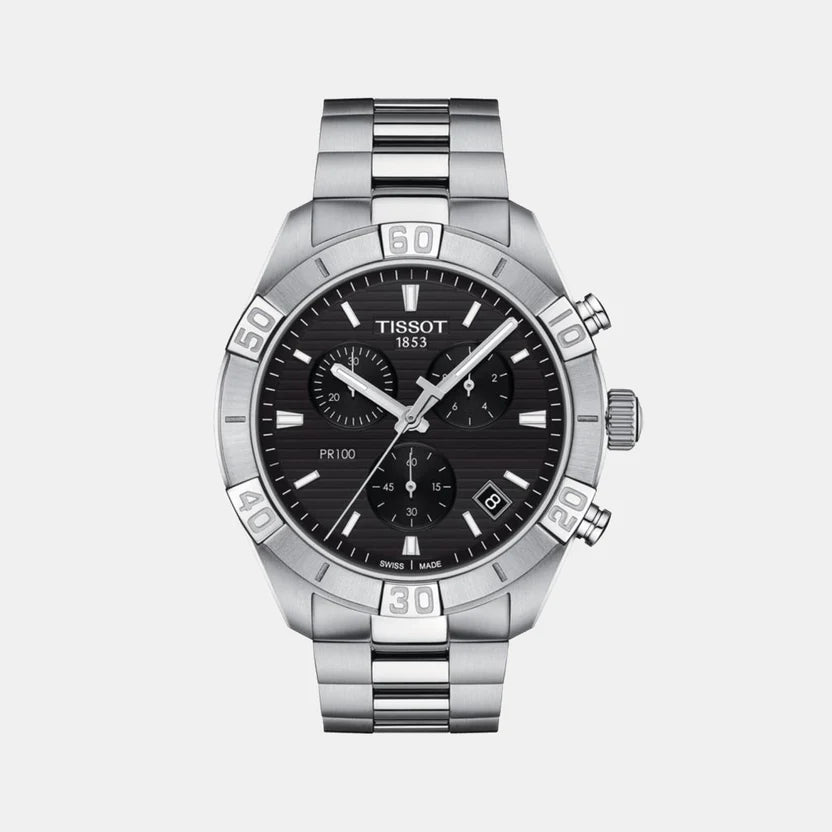 Tissot PR 100 Men Quartz Black Dial Chronograph Stainless Steel Watch T1016171105100