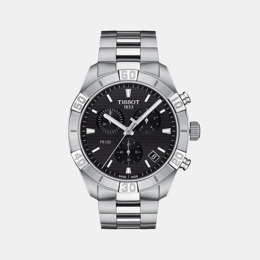 Tissot PR 100 Men Quartz Black Dial Chronograph Stainless Steel Watch T1016171105100