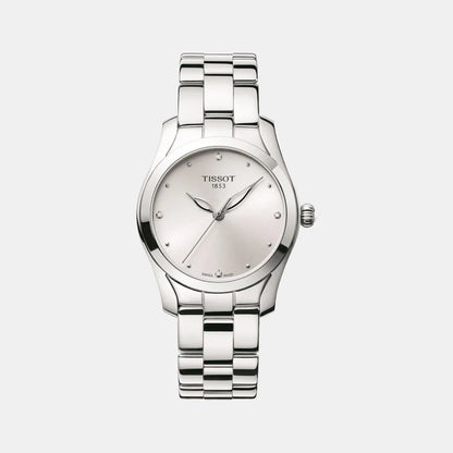 Tissot T-Wave Women Quartz Silver Dial Analog Stainless Steel Watch T1122101103600