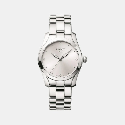 Tissot T-Wave Women Quartz Silver Dial Analog Stainless Steel Watch T1122101103600