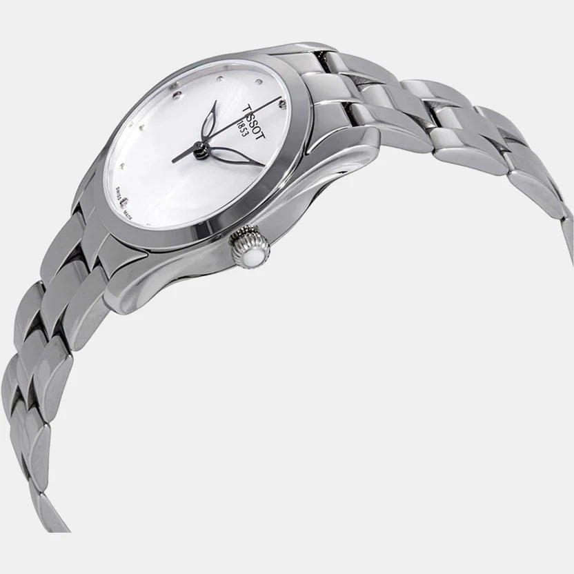 Tissot T-Wave Women Quartz Silver Dial Analog Stainless Steel Watch T1122101103600