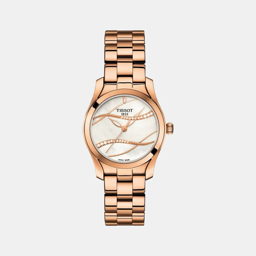 Tissot T-Wave Women Quartz White Mother Of Pearl Dial Analog Stainless Steel Watch T1122103311100