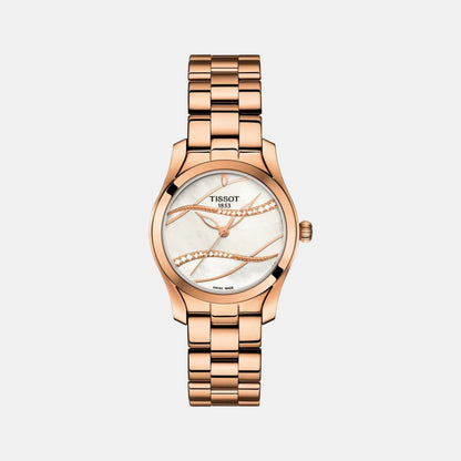 Tissot T-Wave Women Quartz White Mother Of Pearl Dial Analog Stainless Steel Watch T1122103311100