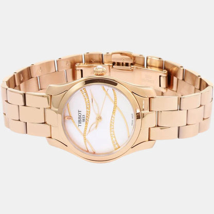 Tissot T-Wave Women Quartz White Mother Of Pearl Dial Analog Stainless Steel Watch T1122103311100
