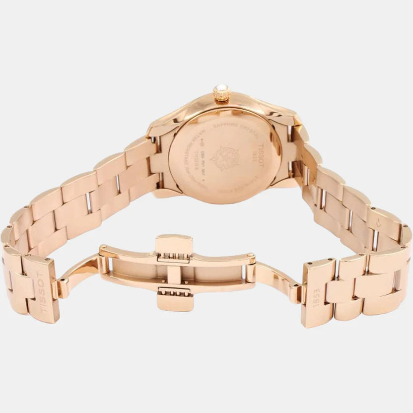 Tissot T-Wave Women Quartz White Mother Of Pearl Dial Analog Stainless Steel Watch T1122103311100