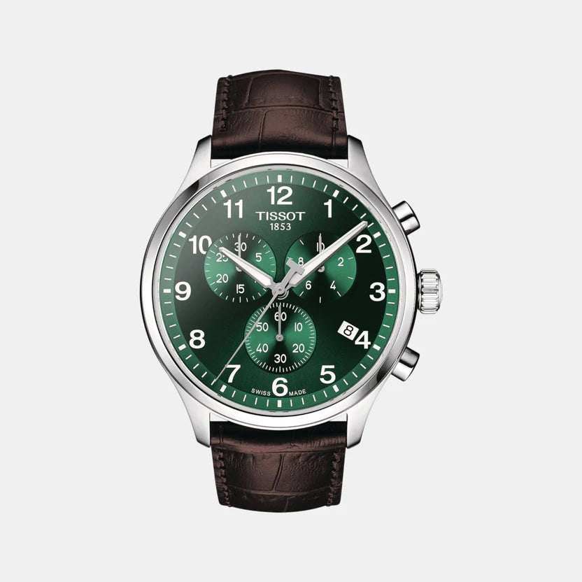 Tissot Chrono XL Classic Men Quartz Green Dial Chronograph Leather Watch T1166171609200