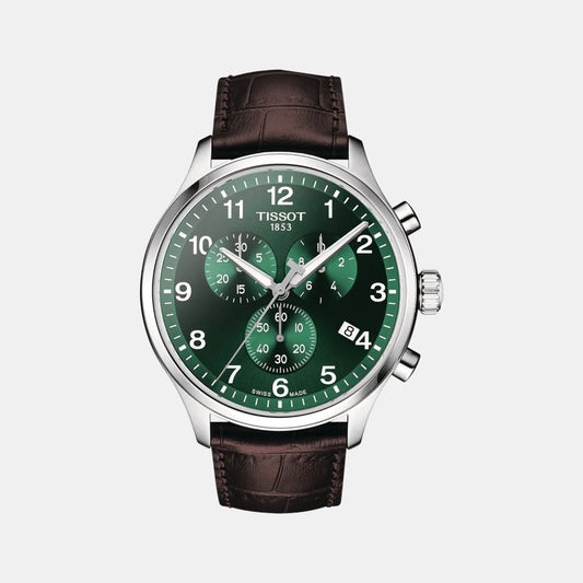 Tissot Chrono XL Classic Men Quartz Green Dial Chronograph Leather Watch T1166171609200