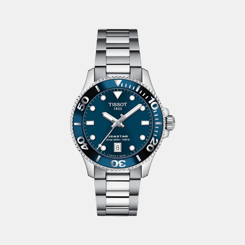 Tissot Seastar 1000 Women Quartz Blue Dial Analog Stainless Steel Watch T1202101104100