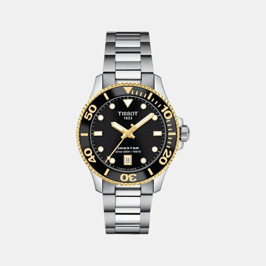 Tissot Seastar Unisex Quartz Black Dial Analog Stainless Steel Watch T1202102105100