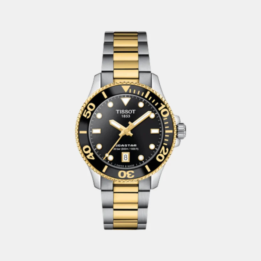 Tissot Seastar 1000 Unisex Quartz Black Dial Analog Stainless Steel Watch T1202102205100
