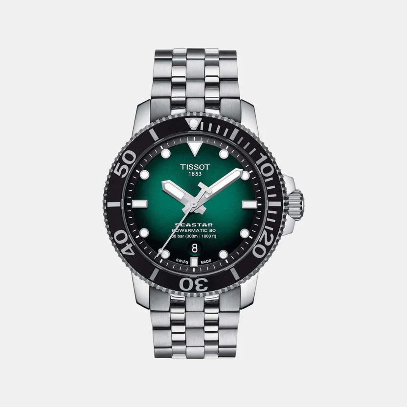 Tissot Seastar Men Automatic Graded Green-Black Dial Analog Stainless Steel Watch T1204071109101