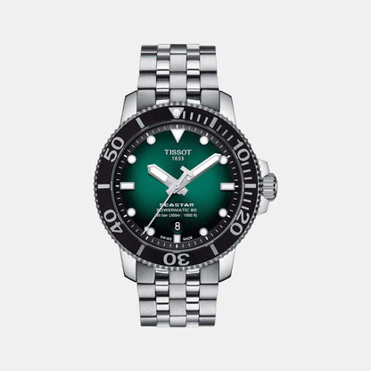 Tissot Seastar Men Automatic Graded Green-Black Dial Analog Stainless Steel Watch T1204071109101