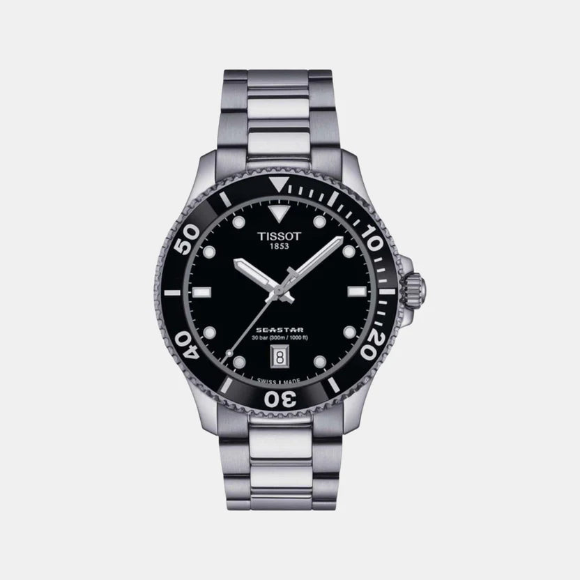 Tissot Seastar 1000 Men Quartz Black Dial Analog Stainless Steel Watch T1204101105100