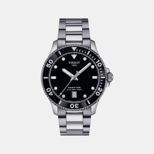 Tissot Seastar 1000 Men Quartz Black Dial Analog Stainless Steel Watch T1204101105100
