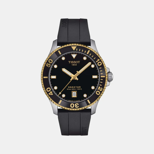 Tissot Seastar 1000 Men Quartz Black Dial Analog Silicone Watch T1204102705100