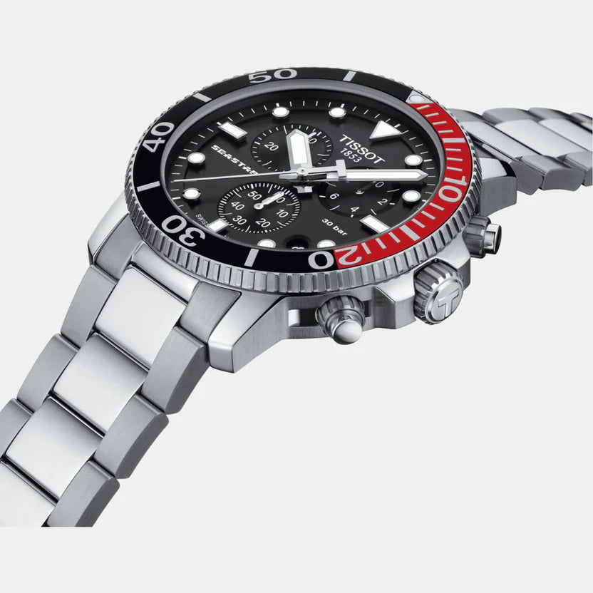 Tissot Seastar 1000 Men Quartz Black Dial Chronograph Stainless Steel Watch T1204171105101