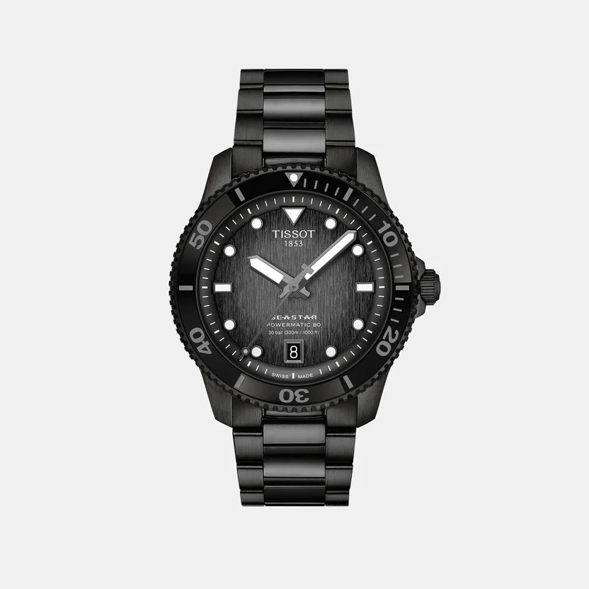 Tissot Seastar 1000 Powermatic 80 Men Automatic Graded Grey-Black Dial Analog Stainless Steel Watch T1208073305100