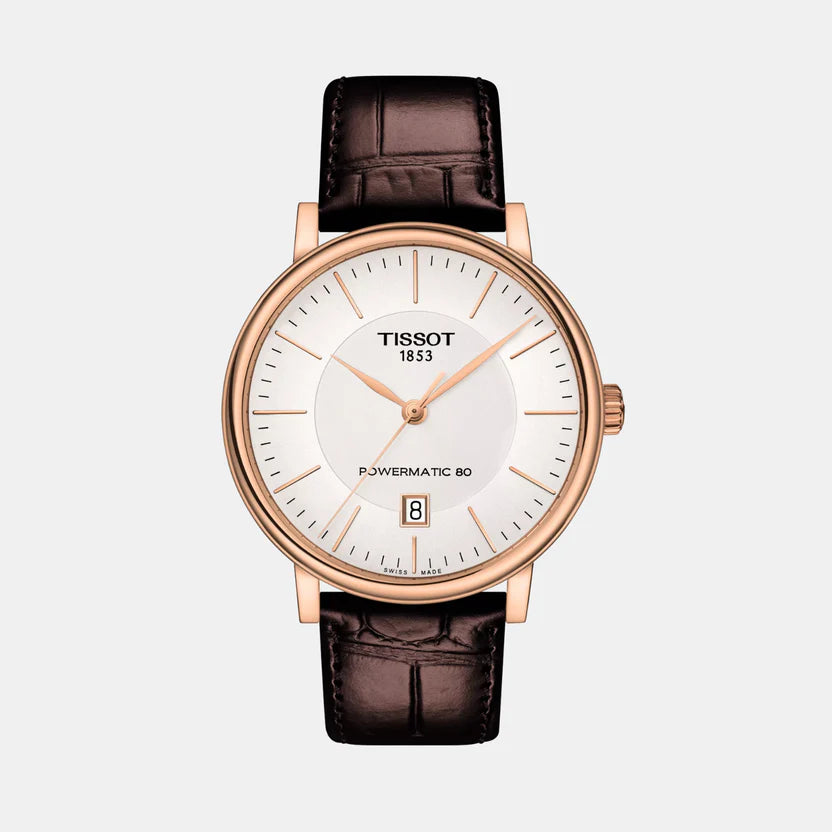 Tissot Carson Men Automatic Silver Dial Analog Leather Watch T1224073603100