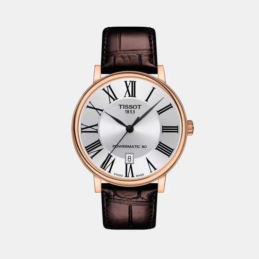 Tissot Carson Men Automatic Silver Dial Analog Leather Watch T1224073603300