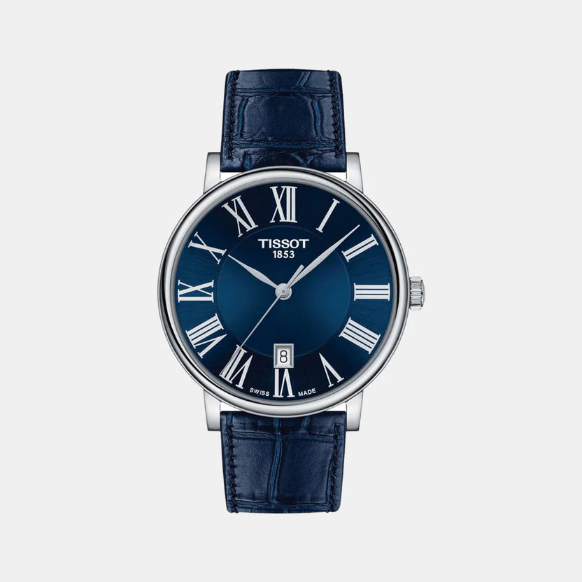 Tissot Carson Men Quartz Blue Dial Analog Leather Watch T1224101604300