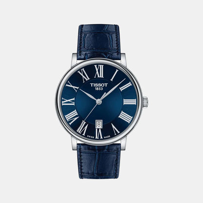 Tissot Carson Men Quartz Blue Dial Analog Leather Watch T1224101604300