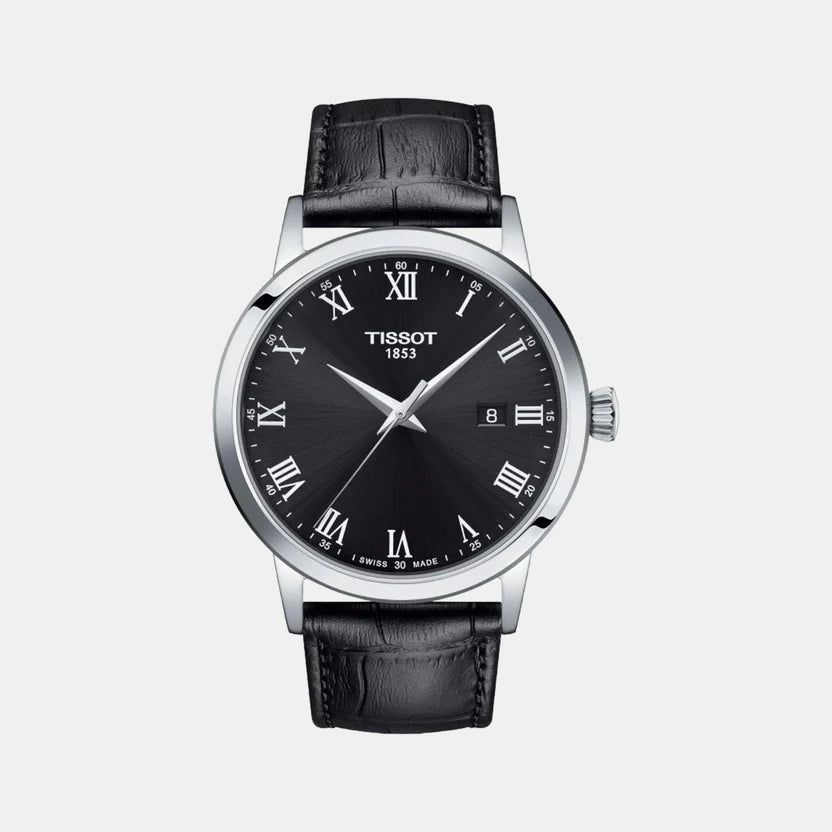 Tissot Classic Dream Men Quartz Black Dial Analog Leather Watch T1294101605300