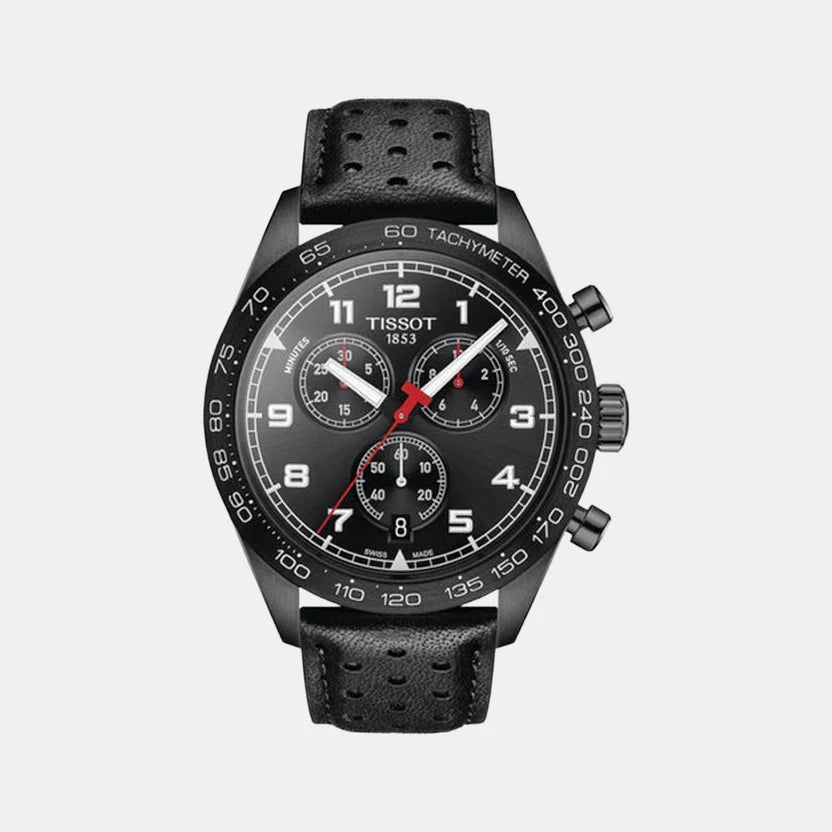 Tissot PRS 516 Men Quartz Black Dial Chronograph Leather Watch T1316173605200