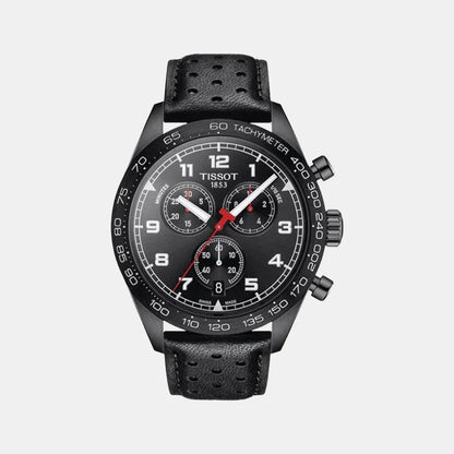Tissot PRS 516 Men Quartz Black Dial Chronograph Leather Watch T1316173605200
