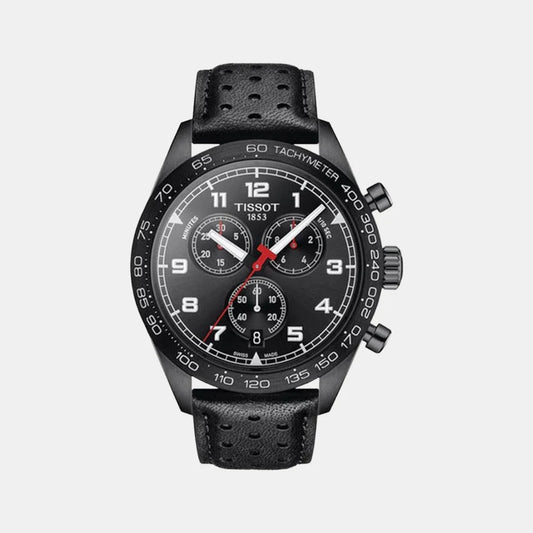 Tissot PRS 516 Men Quartz Black Dial Chronograph Leather Watch T1316173605200
