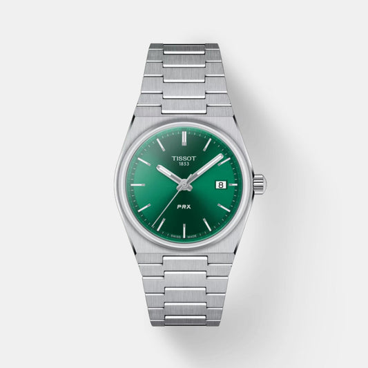 Tissot PRX Women Quartz Green Dial Analog Stainless Steel Watch T1372101108100