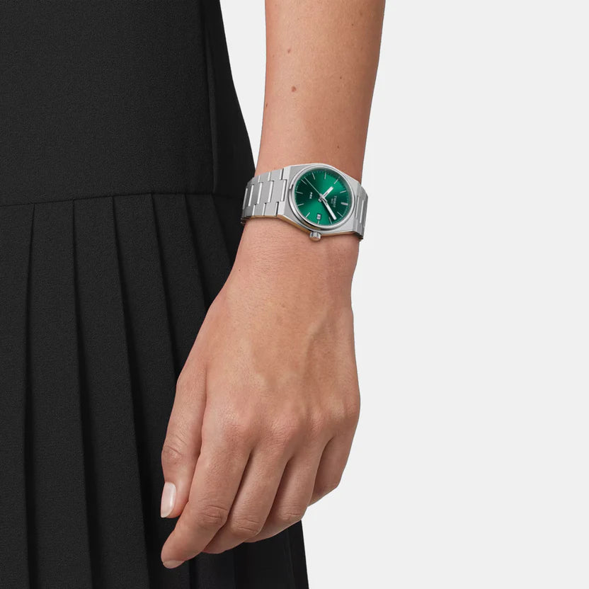 Tissot PRX Women Quartz Green Dial Analog Stainless Steel Watch T1372101108100