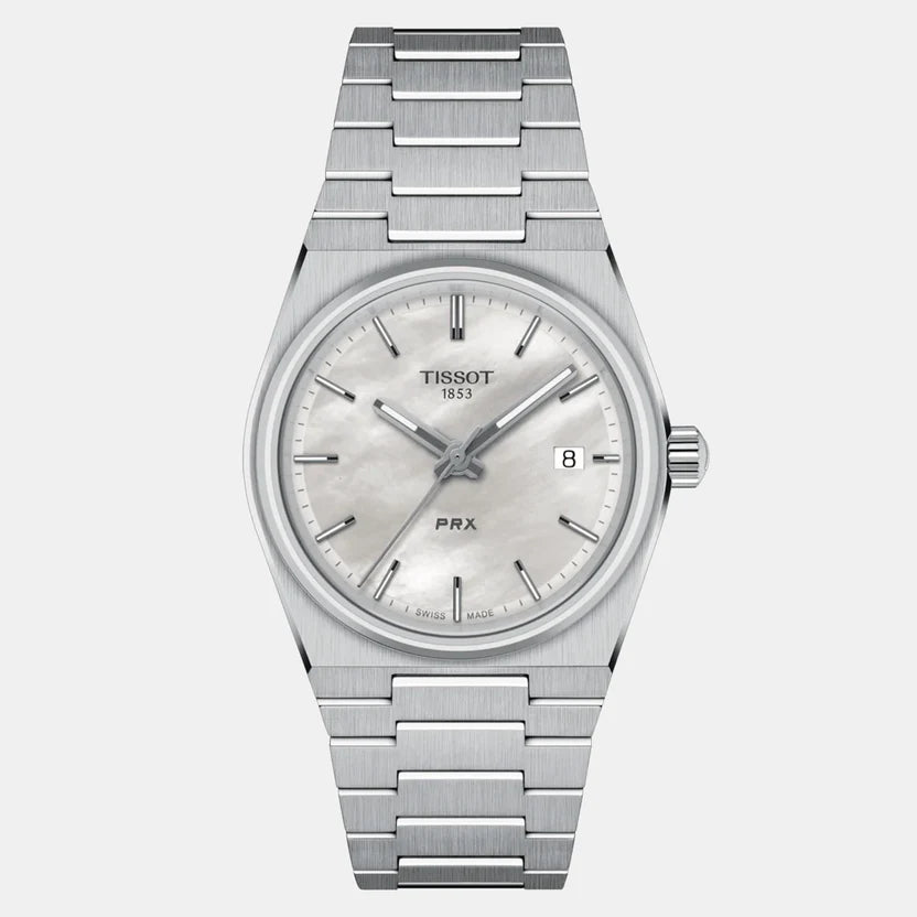 Tissot PRX Women Quartz White Mother Of Pearl Dial Analog Stainless Steel Watch T1372101111100