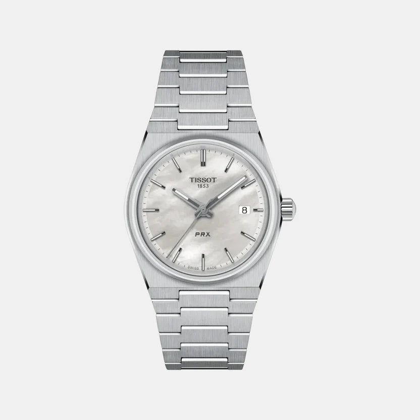 Tissot PRX Women Quartz White Mother Of Pearl Dial Analog Stainless Steel Watch T1372101111100