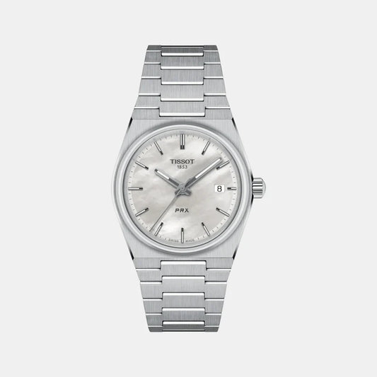 Tissot PRX Women Quartz White Mother Of Pearl Dial Analog Stainless Steel Watch T1372101111100