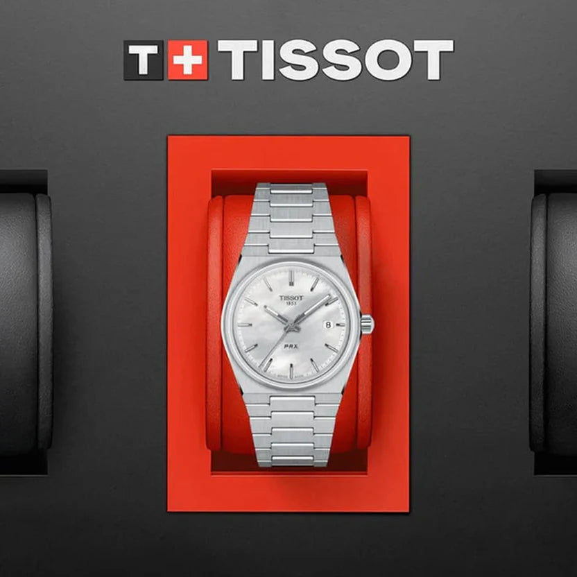 Tissot PRX Women Quartz White Mother Of Pearl Dial Analog Stainless Steel Watch T1372101111100
