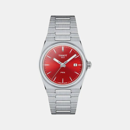 Tissot PRX Women Quartz Red Dial Analog Stainless Steel Watch T1372101142100