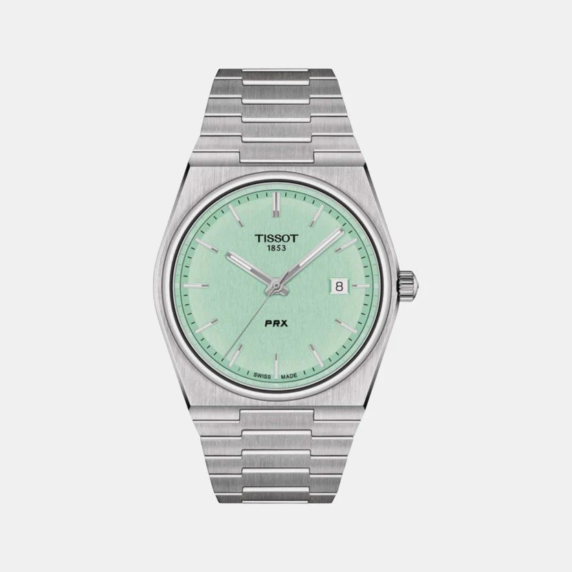 Tissot PRX Men Quartz Light Green Dial Analog Stainless Steel Watch T1374101109101