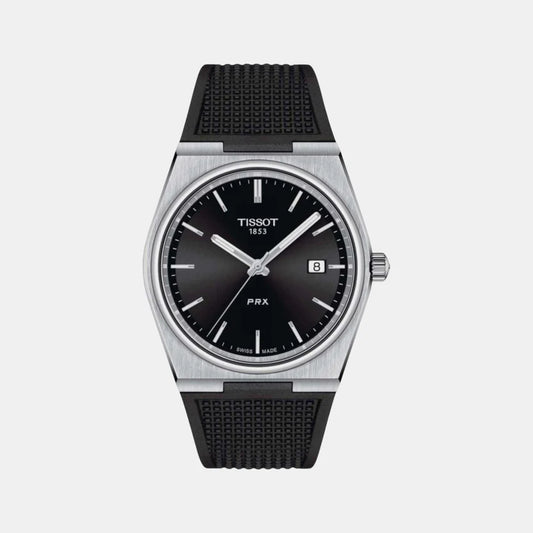 Tissot PRX Men Quartz Black Dial Analog Rubber Watch T1374101705100