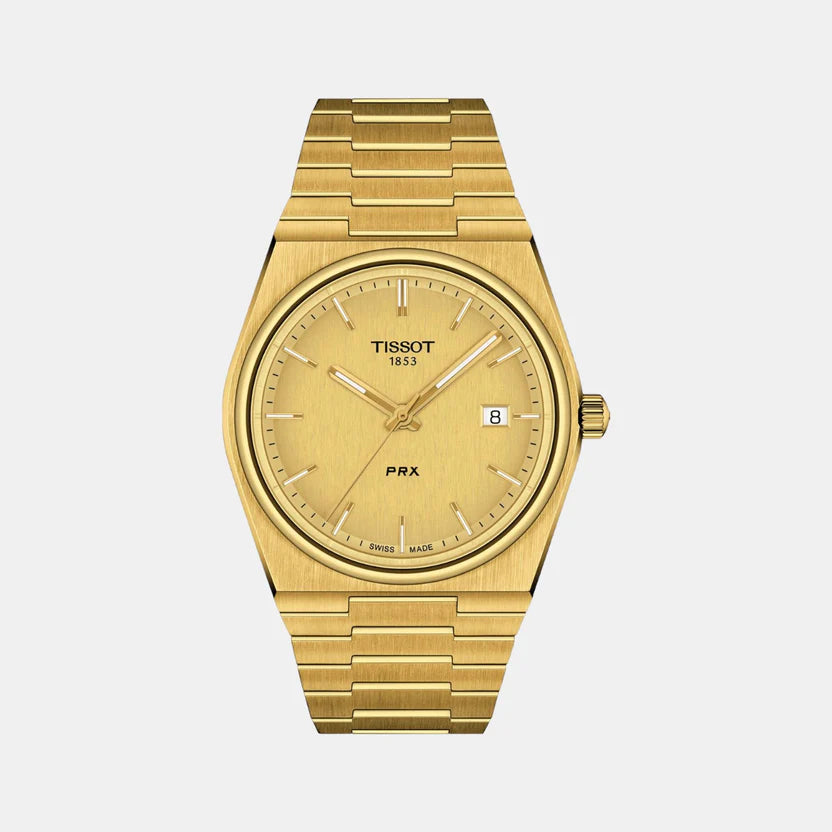Tissot PRX Men Quartz Champagne Dial Analog Stainless Steel Watch-T1374103302100