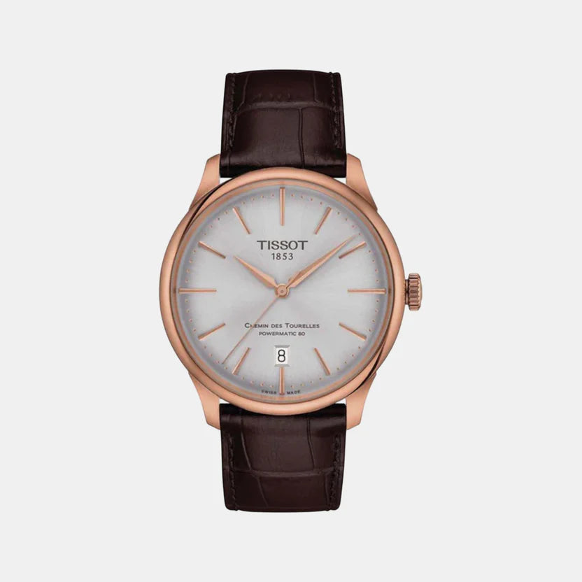 Tissot Chemin Des Tourelles Men Automatic Leather Watch T1398073603100