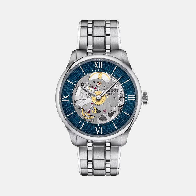 Tissot Chemin Des Tourelles Unisex Automatic Blue Dial Analog Stainless Steel Watch T1398361104800