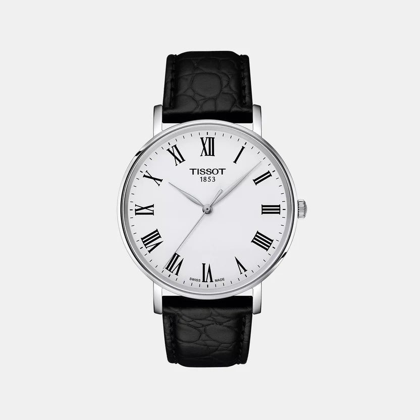 Tissot Everytime Men Quartz Silver Dial Analog Leather Watch T1434101603300