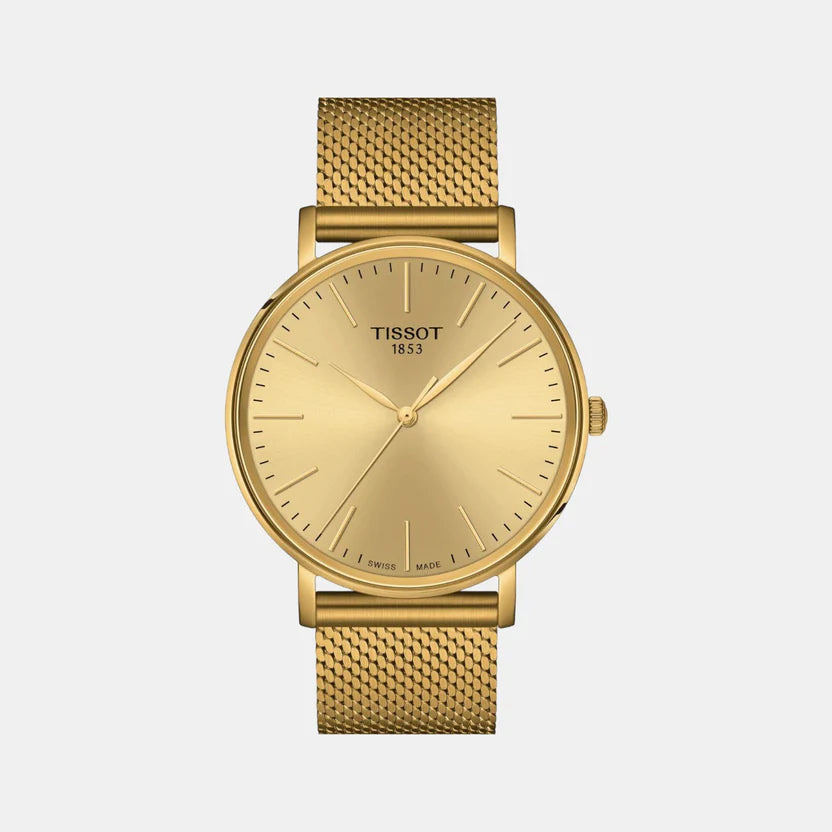 Tissot Everytime Men Quartz Champagne Dial Analog Stainless Steel Watch - T1434103302100