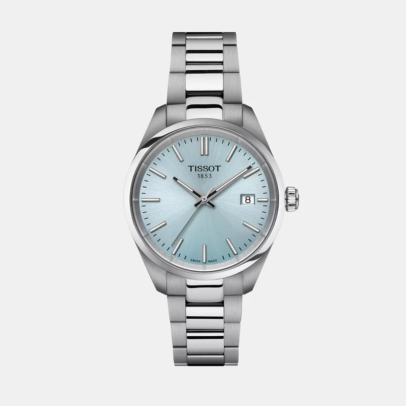 Tissot PR 100 Unisex Quartz Ice Blue Dial Analog Stainless Steel Watch T1502101135100