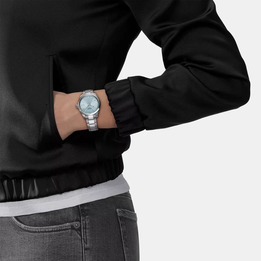 Tissot PR 100 Unisex Quartz Ice Blue Dial Analog Stainless Steel Watch T1502101135100