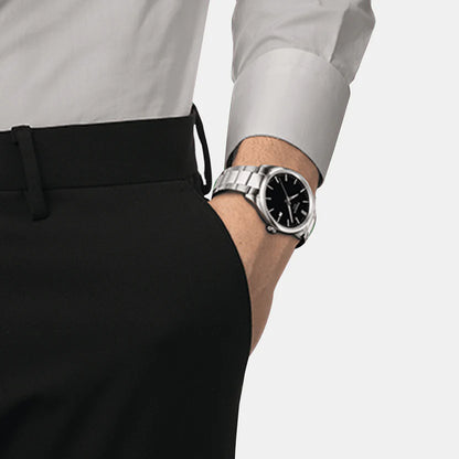 Tissot PR 100 Men Quartz Black Dial Analog Stainless Steel Watch T1504101105100